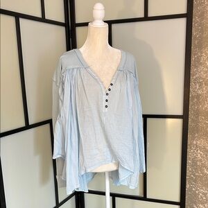 We The Free Light Blue Buttoned Blouse